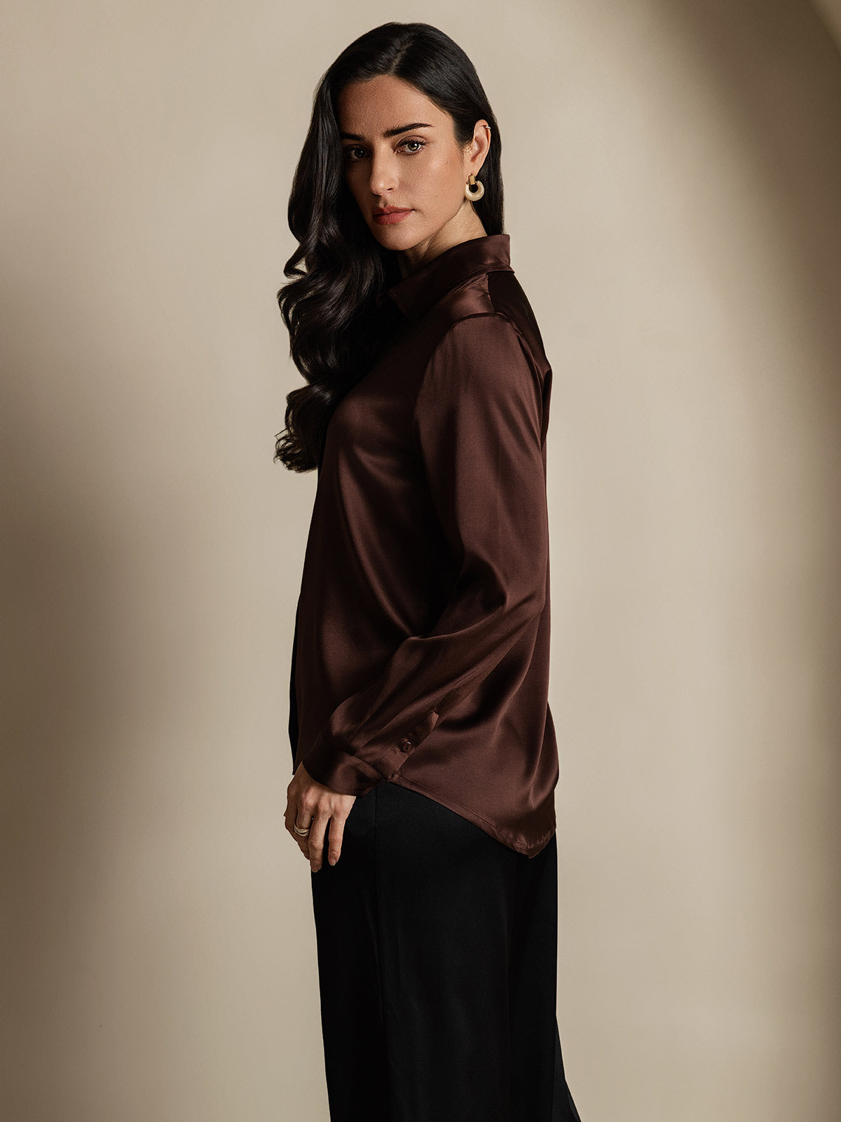 Dam 19 Momme Mulberry Silke Elegant Långärmad Skjorta
