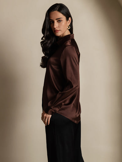 Dam 19 Momme Mulberry Silke Elegant Långärmad Skjorta