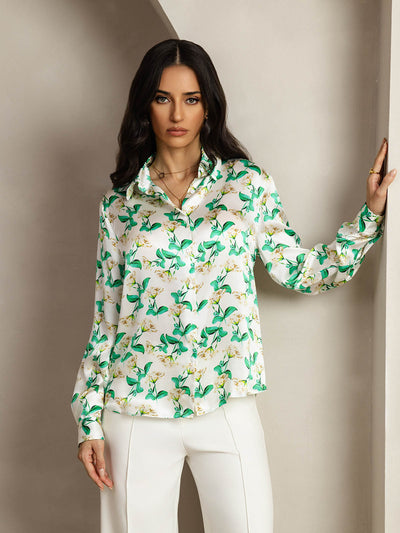 Reyanna™ | Silkesklassisk Militärinspirerad Blus Med Krage