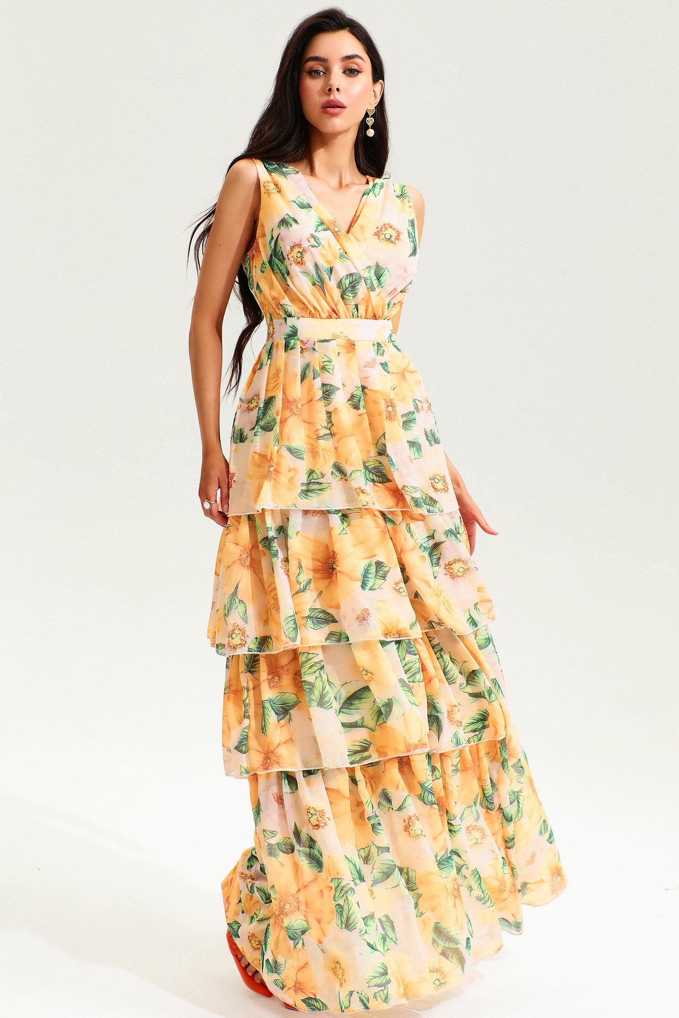 Reyanna™ | Floral Backless Sleeveless Tiered Hem Maxi Dress