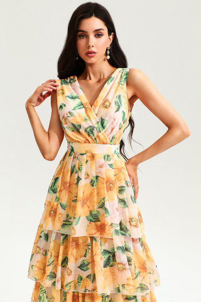 Reyanna™ | Floral Backless Sleeveless Tiered Hem Maxi Dress