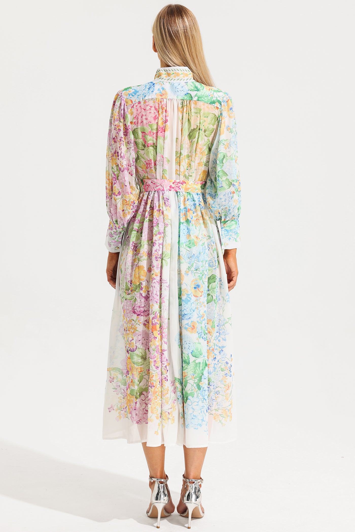 Reyanna™ | Floral Long Sleeves Midi Dress With Belt