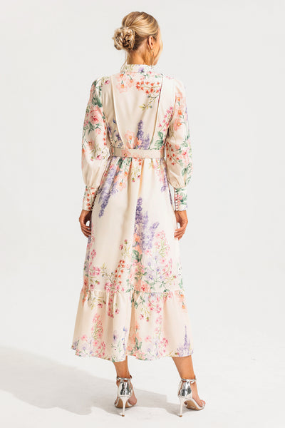 Reyanna™ | Floral Long Sleeve Maxi Dress With Belt