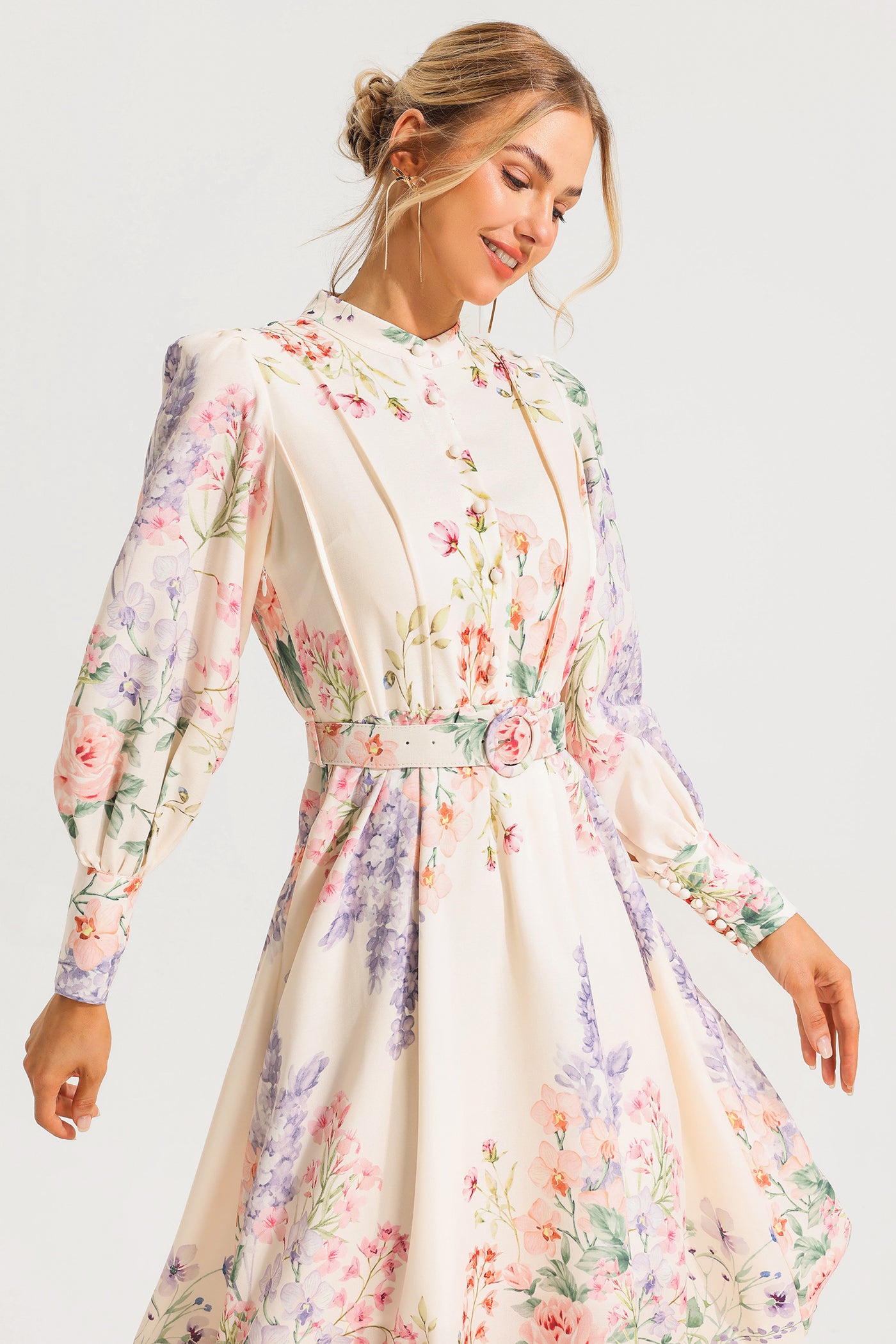 Reyanna™ | Floral Long Sleeve Maxi Dress With Belt