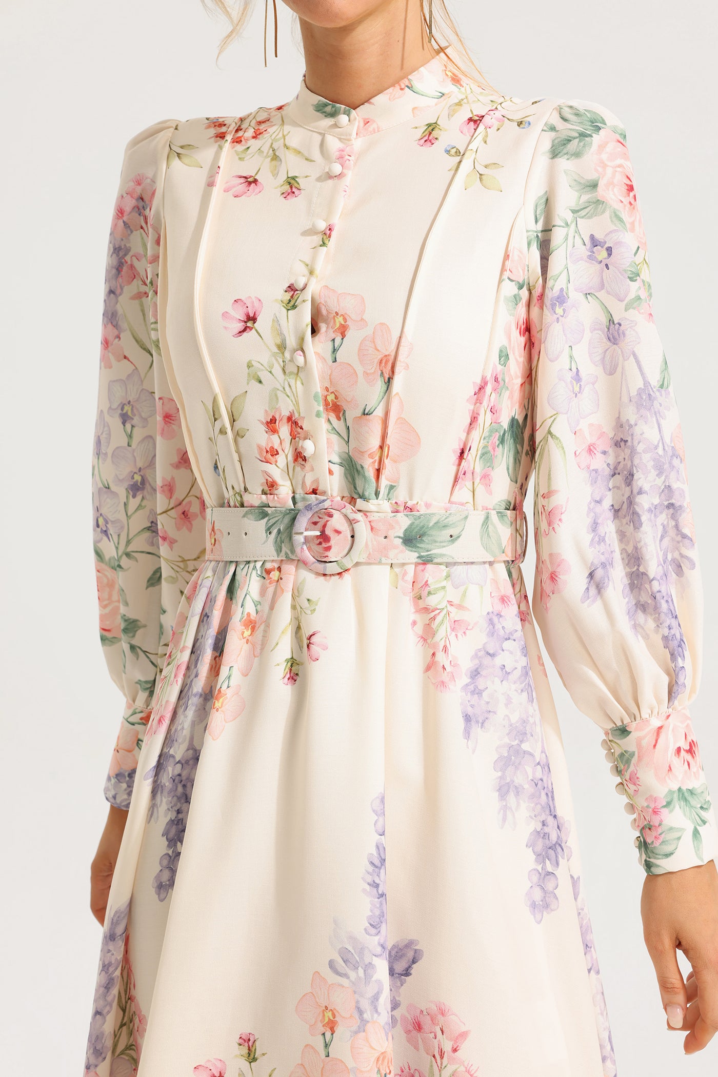 Reyanna™ | Floral Long Sleeve Maxi Dress With Belt