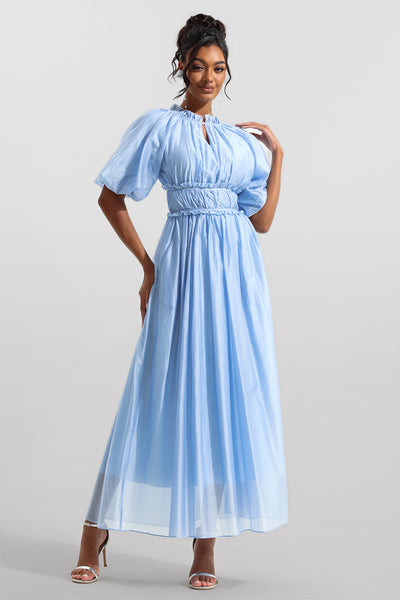 Reyanna™ | Chiffon Raglan Sleeve Frill Midi Dress