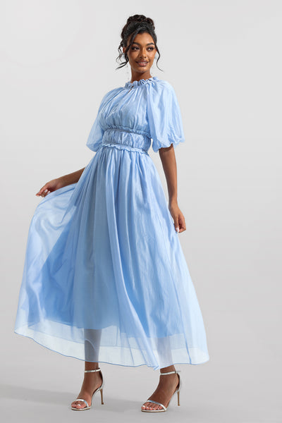 Reyanna™ | Chiffon Raglan Sleeve Frill Midi Dress