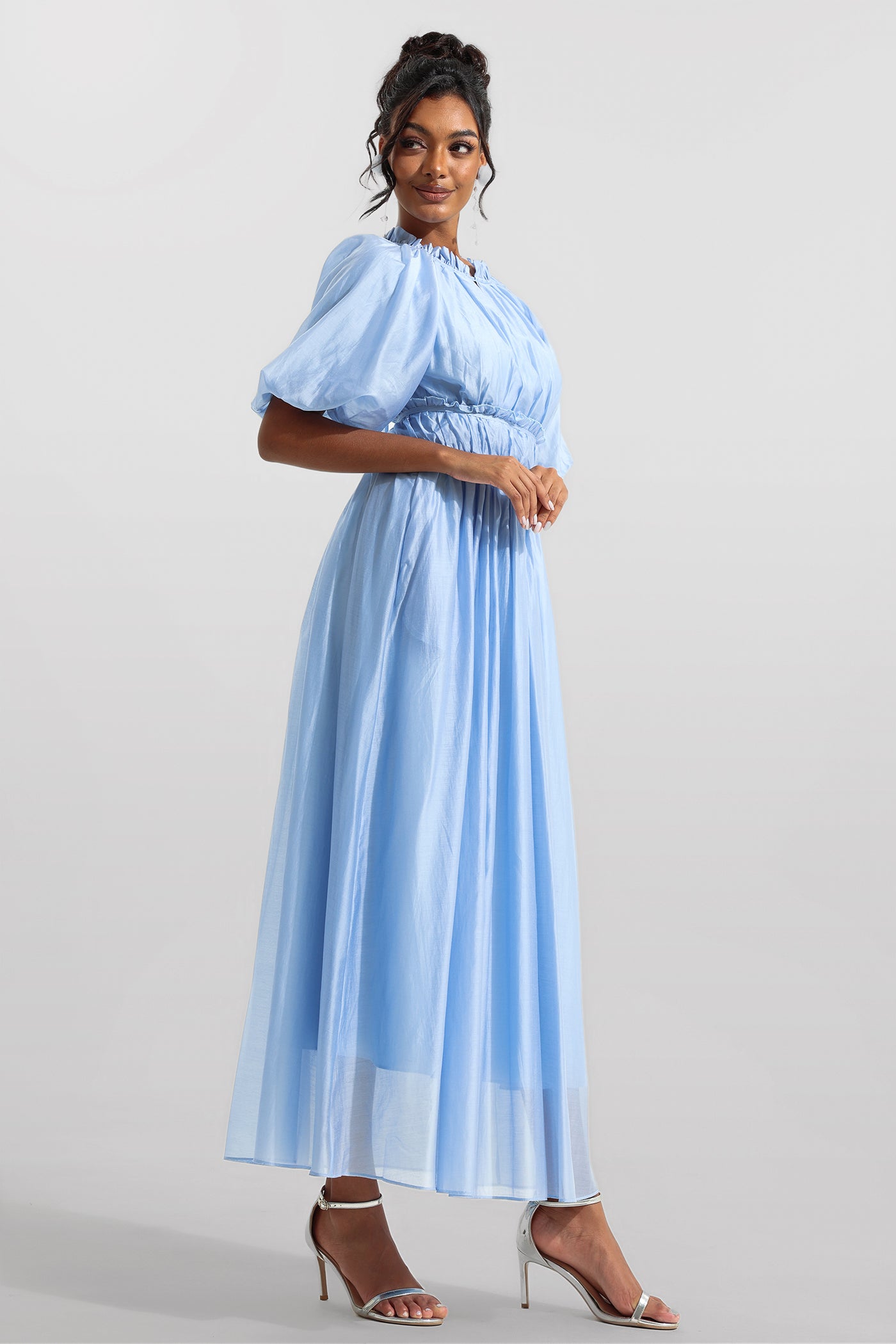 Reyanna™ | Chiffon Raglan Sleeve Frill Midi Dress