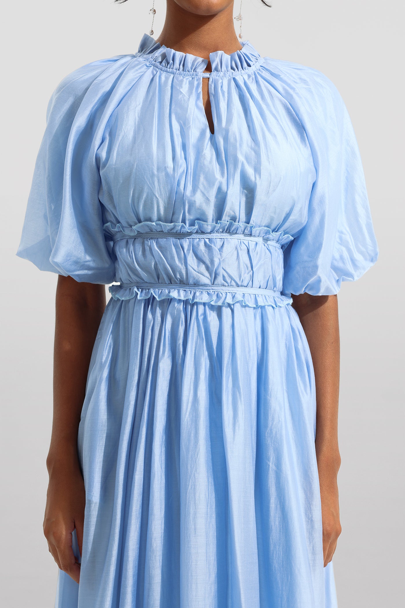 Reyanna™ | Chiffon Raglan Sleeve Frill Midi Dress