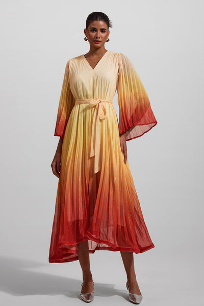Reyanna™ | Gradient Color Lurex Ball Sleeve Midi Dress
