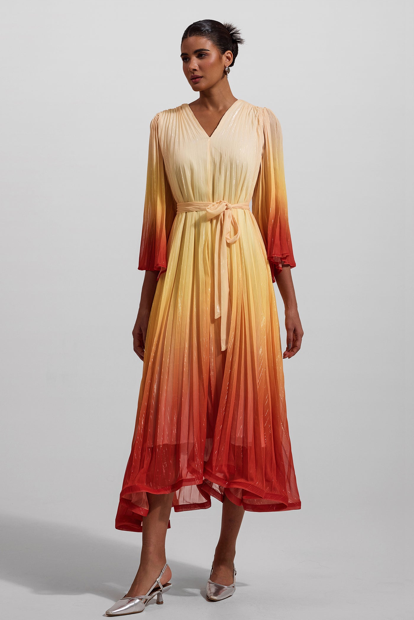 Reyanna™ | Gradient Color Lurex Ball Sleeve Midi Dress