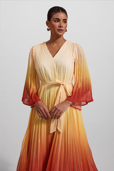Reyanna™ | Gradient Color Lurex Ball Sleeve Midi Dress