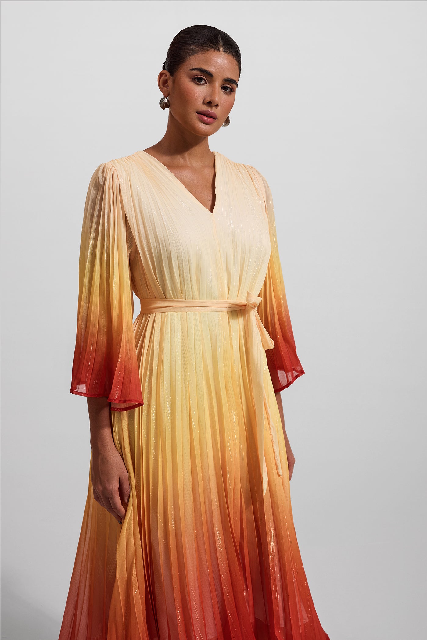 Reyanna™ | Gradient Color Lurex Ball Sleeve Midi Dress