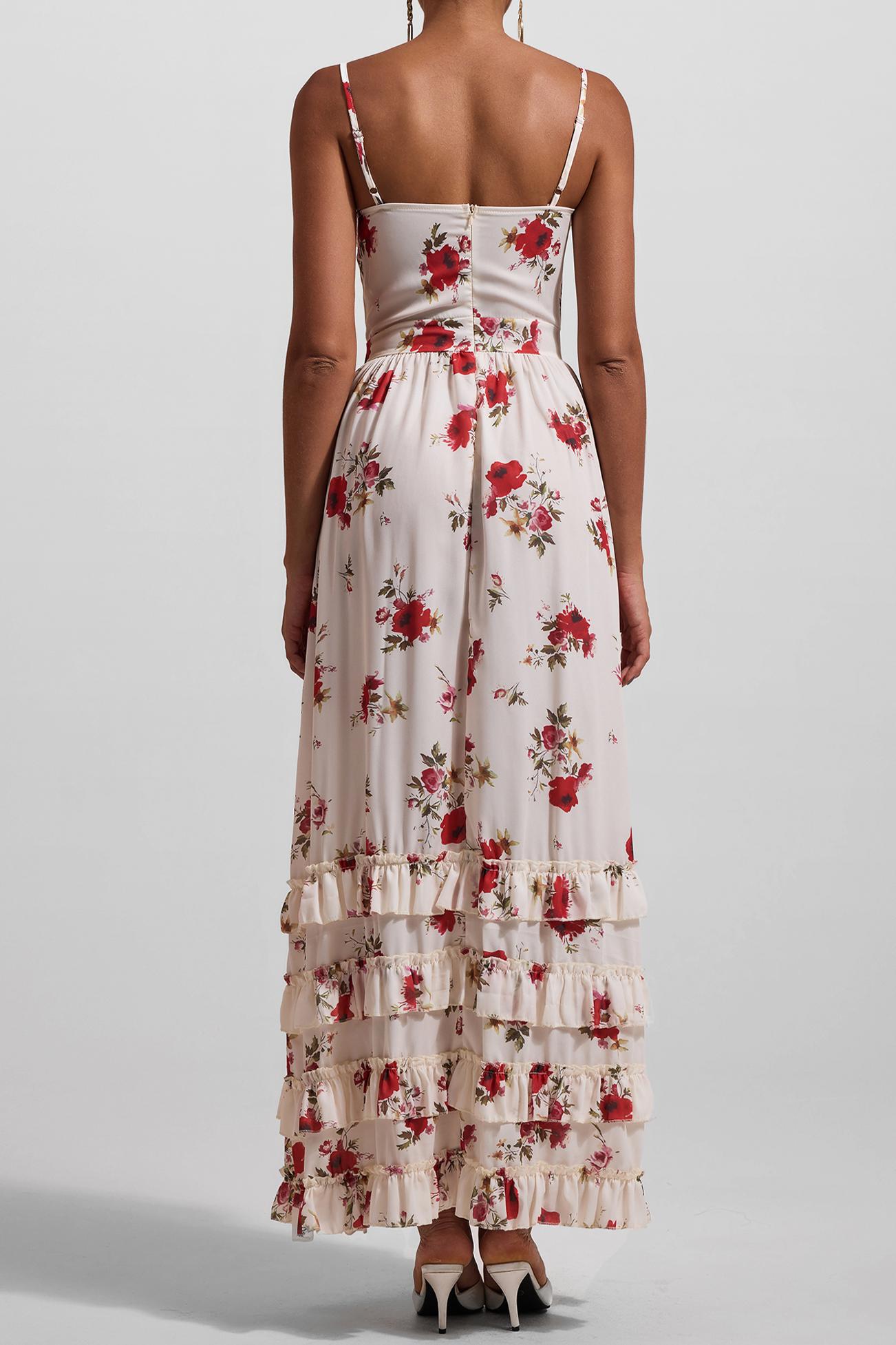 Reyanna™ | Floral Frill Split Maxi Dress