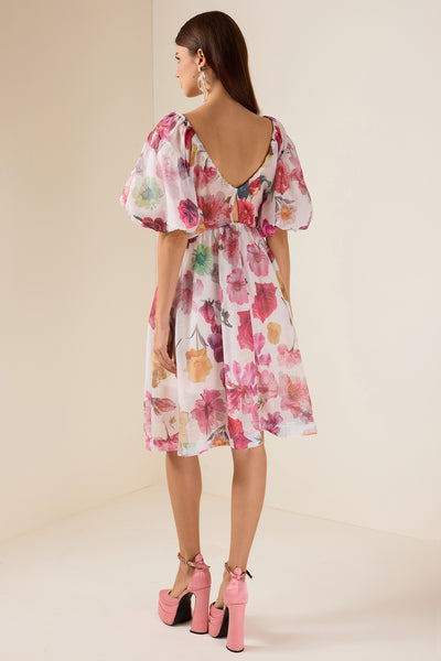 Reyanna™ | Floral V-Neck Puff Sleeve Mini Dress