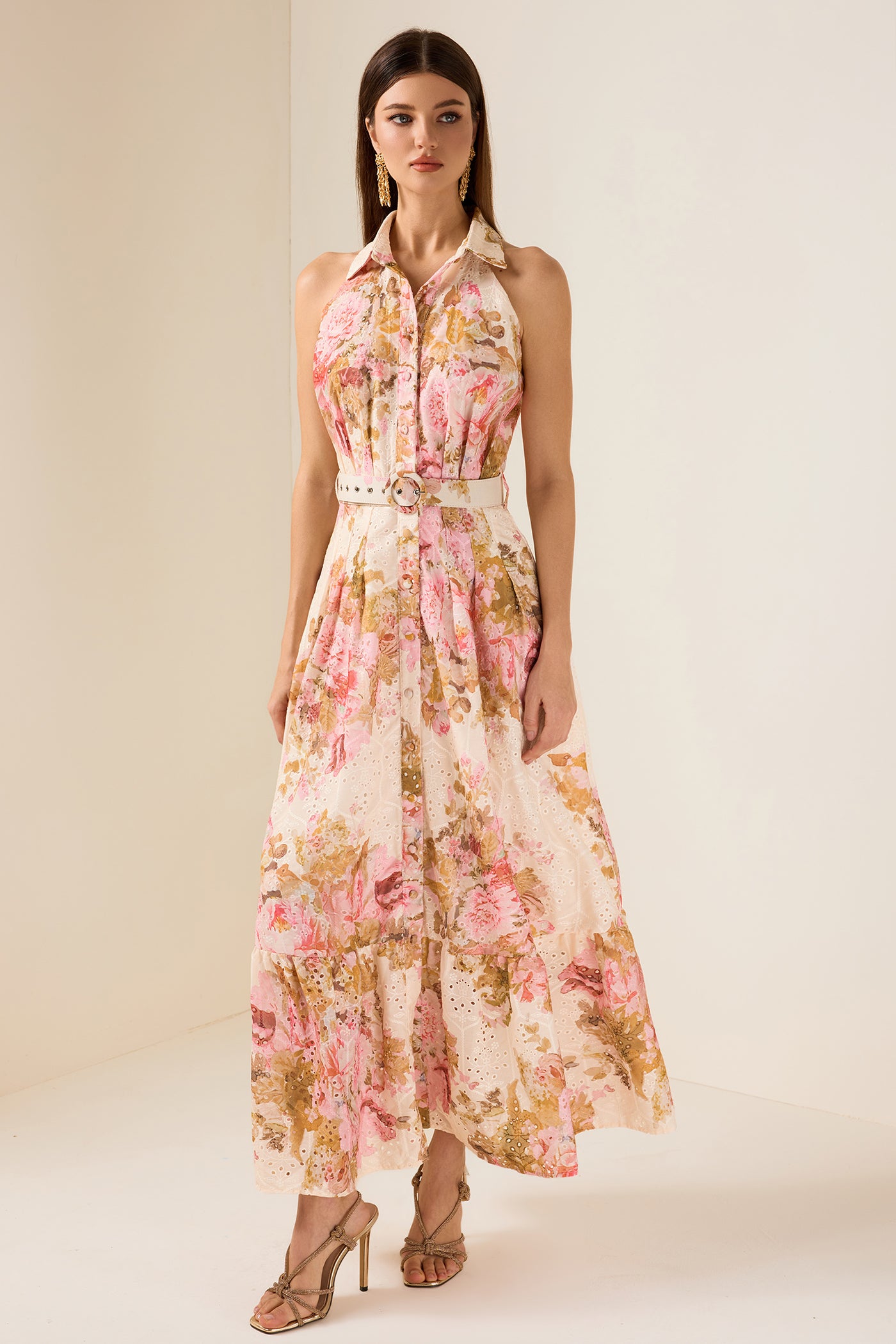 Reyanna™ | Embroidered Floral Maxi Dress With Belt