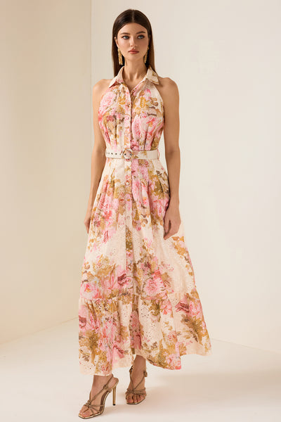 Reyanna™ | Embroidered Floral Maxi Dress With Belt