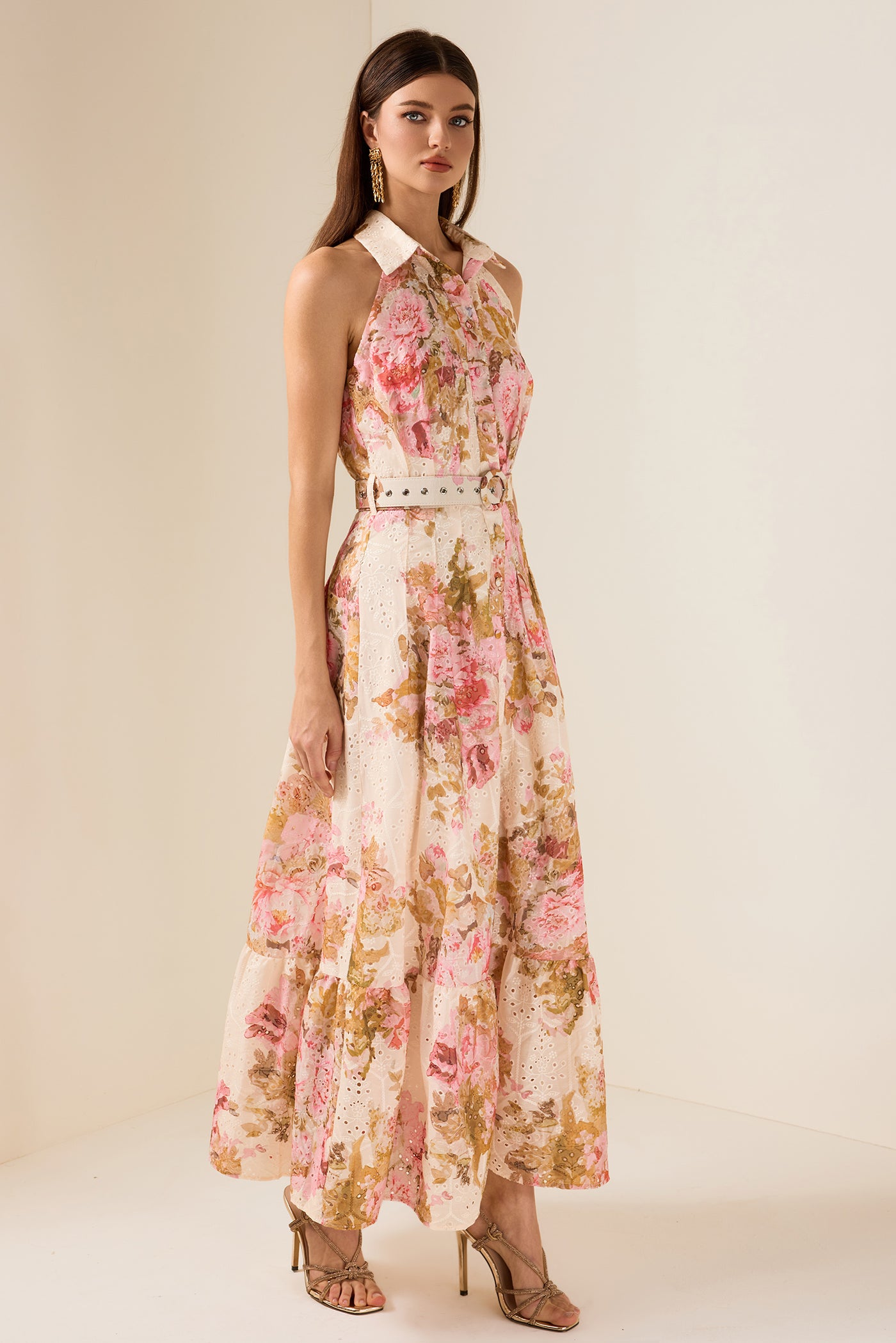 Reyanna™ | Embroidered Floral Maxi Dress With Belt