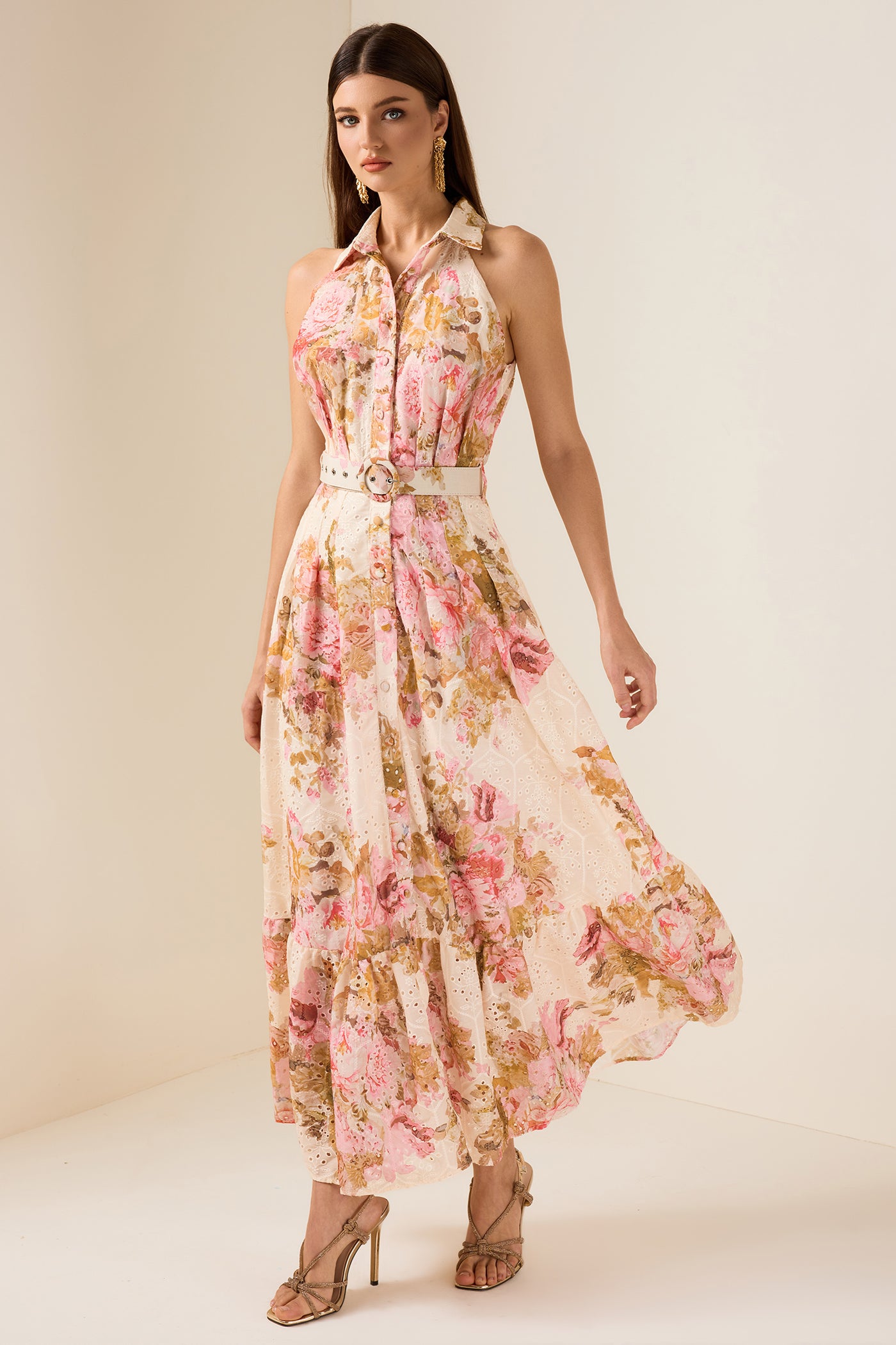 Reyanna™ | Embroidered Floral Maxi Dress With Belt