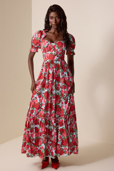 Reyanna™ | Floral Frill Puff Sleeve Maxi Dress