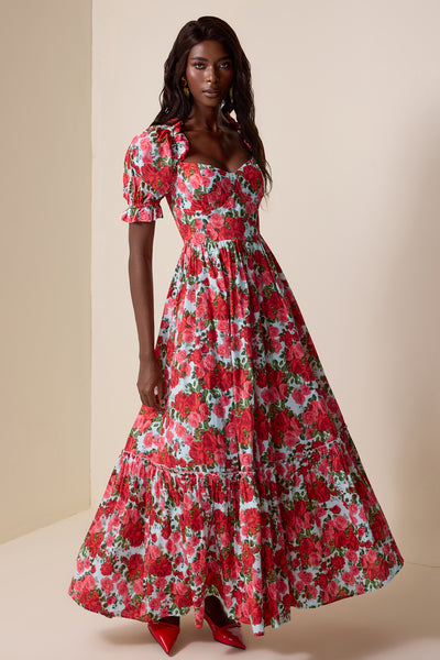 Reyanna™ | Floral Frill Puff Sleeve Maxi Dress