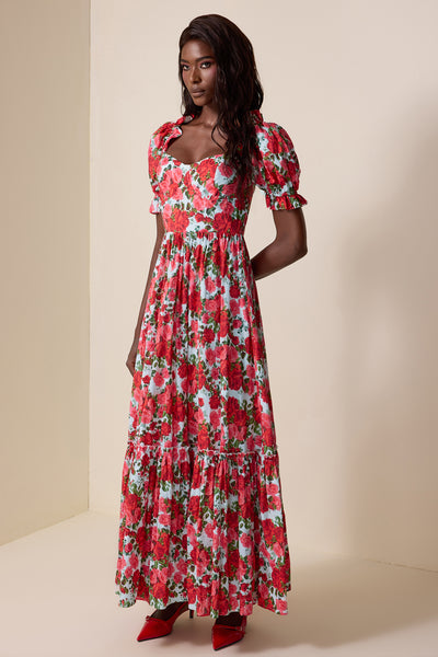 Reyanna™ | Floral Frill Puff Sleeve Maxi Dress