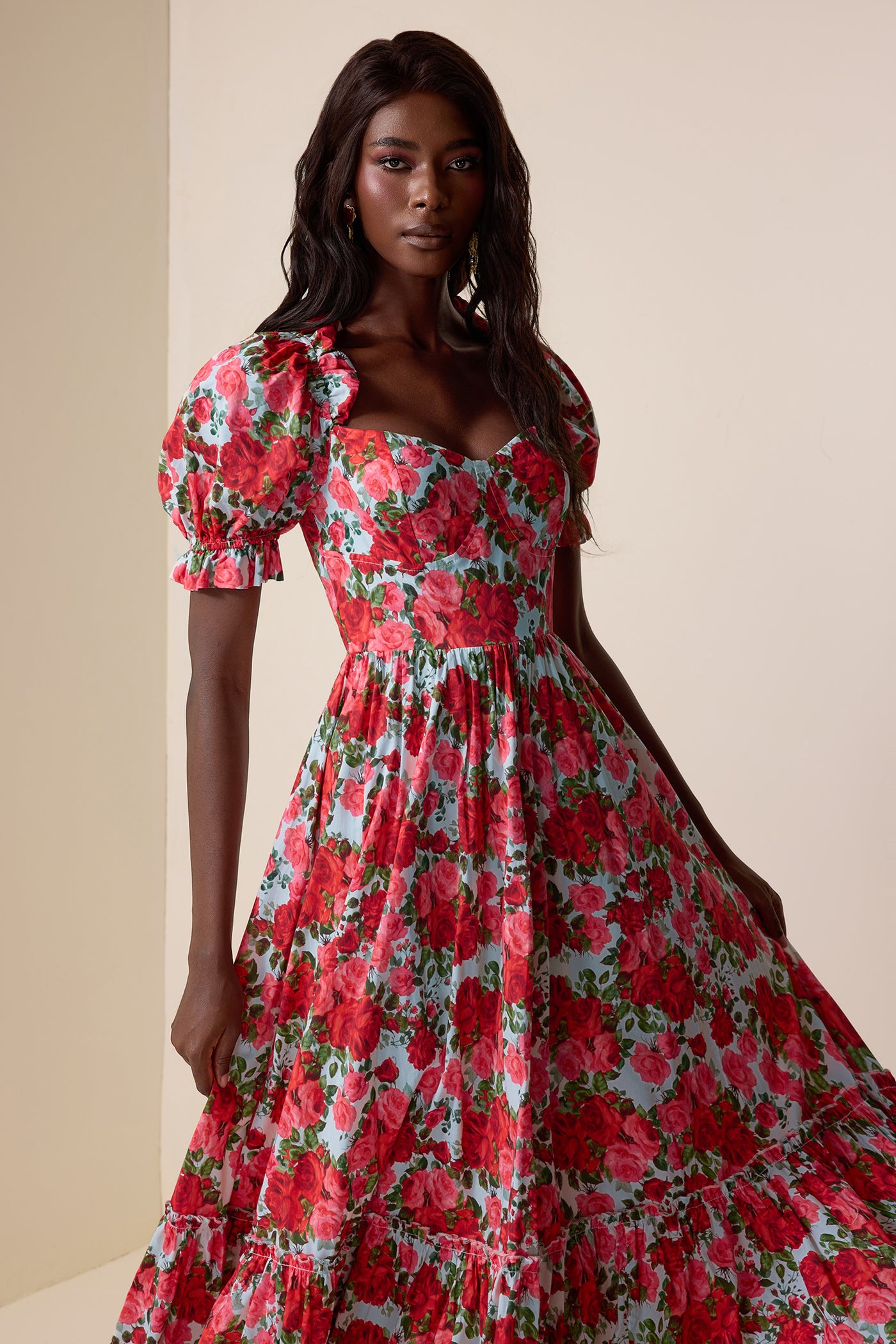 Reyanna™ | Floral Frill Puff Sleeve Maxi Dress