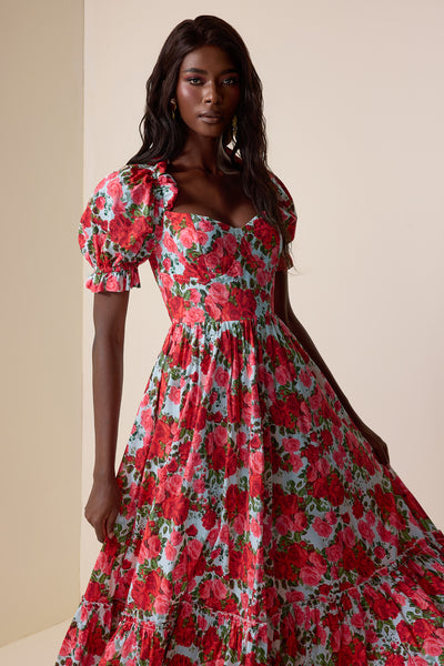 Reyanna™ | Floral Frill Puff Sleeve Maxi Dress