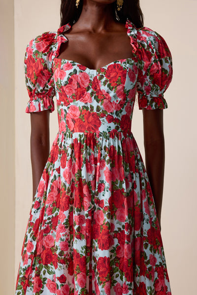Reyanna™ | Floral Frill Puff Sleeve Maxi Dress