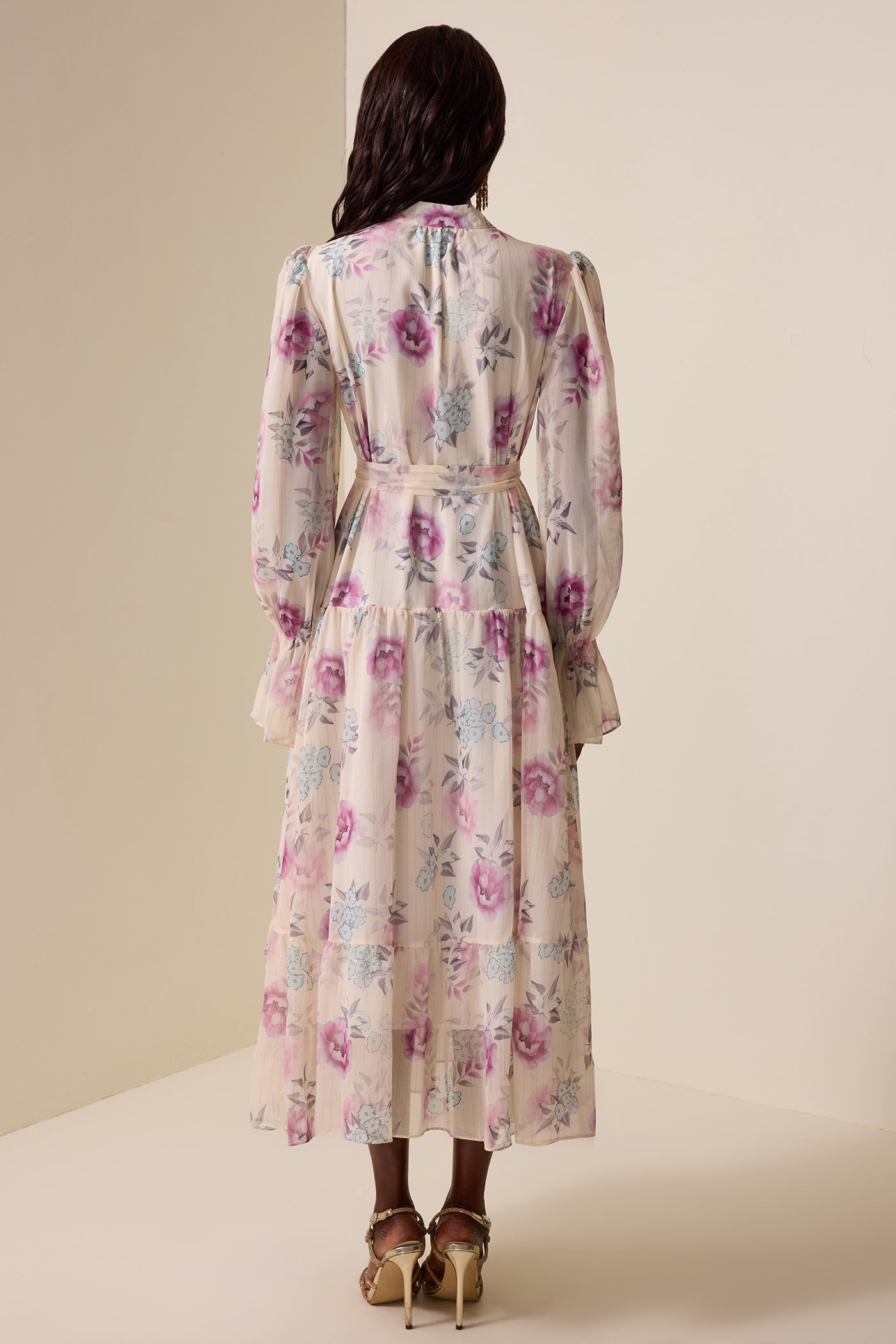 Reyanna™ | Floral Luxury Lantern Sleeve Midi Dress