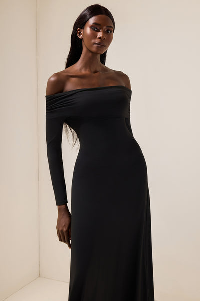 Reyanna™ | Jersey Solid Off-Shoulder Maxi Dress