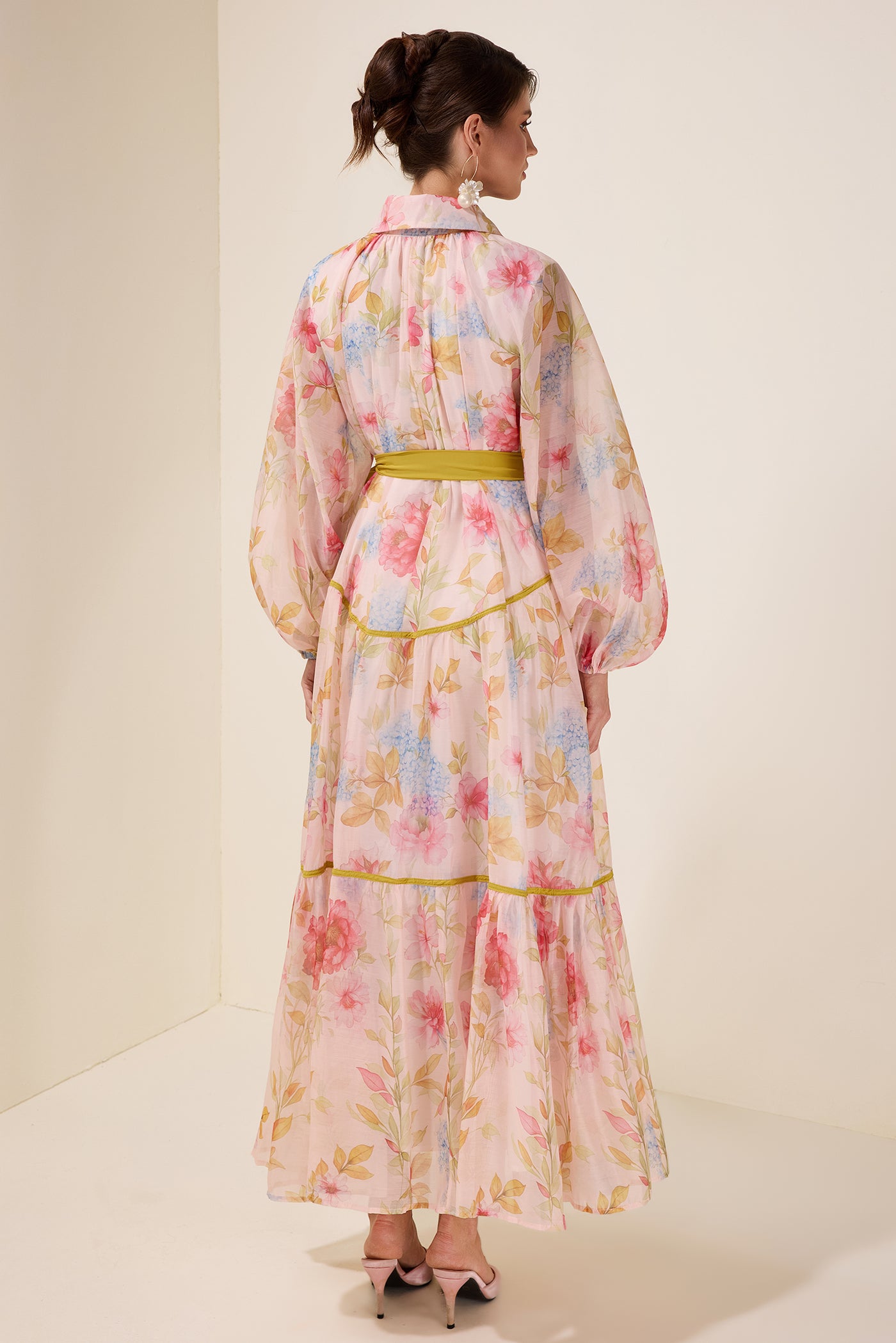 Reyanna™ | Floral Flapped Lantern Sleeve Midi Dress