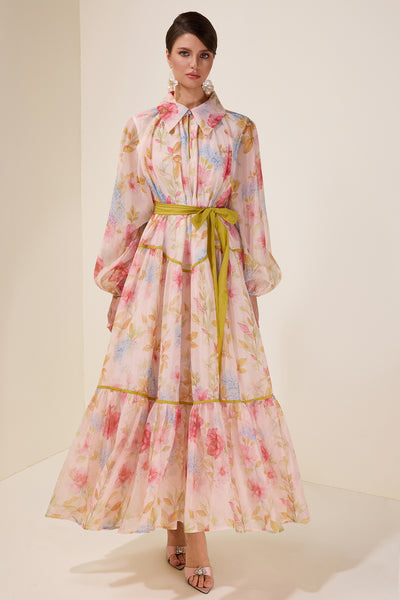 Reyanna™ | Floral Flapped Lantern Sleeve Midi Dress