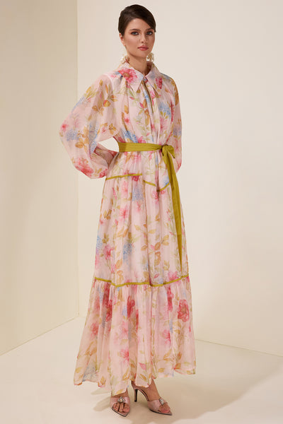 Reyanna™ | Floral Flapped Lantern Sleeve Midi Dress