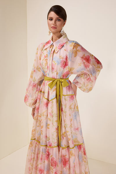 Reyanna™ | Floral Flapped Lantern Sleeve Midi Dress