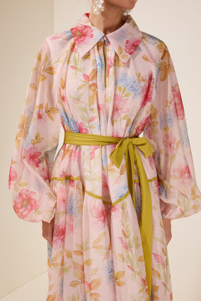 Reyanna™ | Floral Flapped Lantern Sleeve Midi Dress
