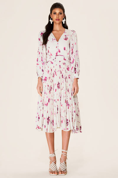 Reyanna™ | Chiffon Floral V-Neck Midi Dress