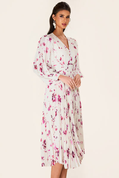 Reyanna™ | Chiffon Floral V-Neck Midi Dress
