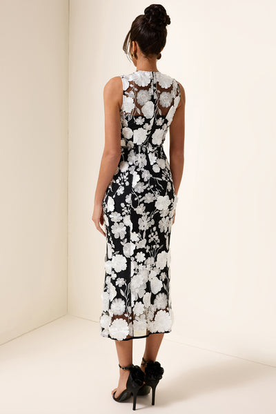 Reyanna™ | 3D Flower Round Neck Sleeveless Midi Dress