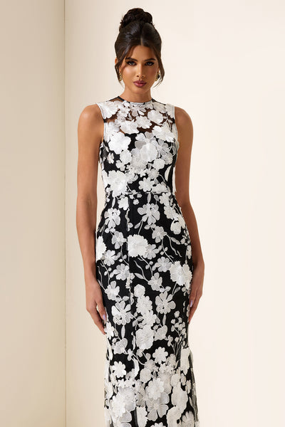 Reyanna™ | 3D Flower Round Neck Sleeveless Midi Dress