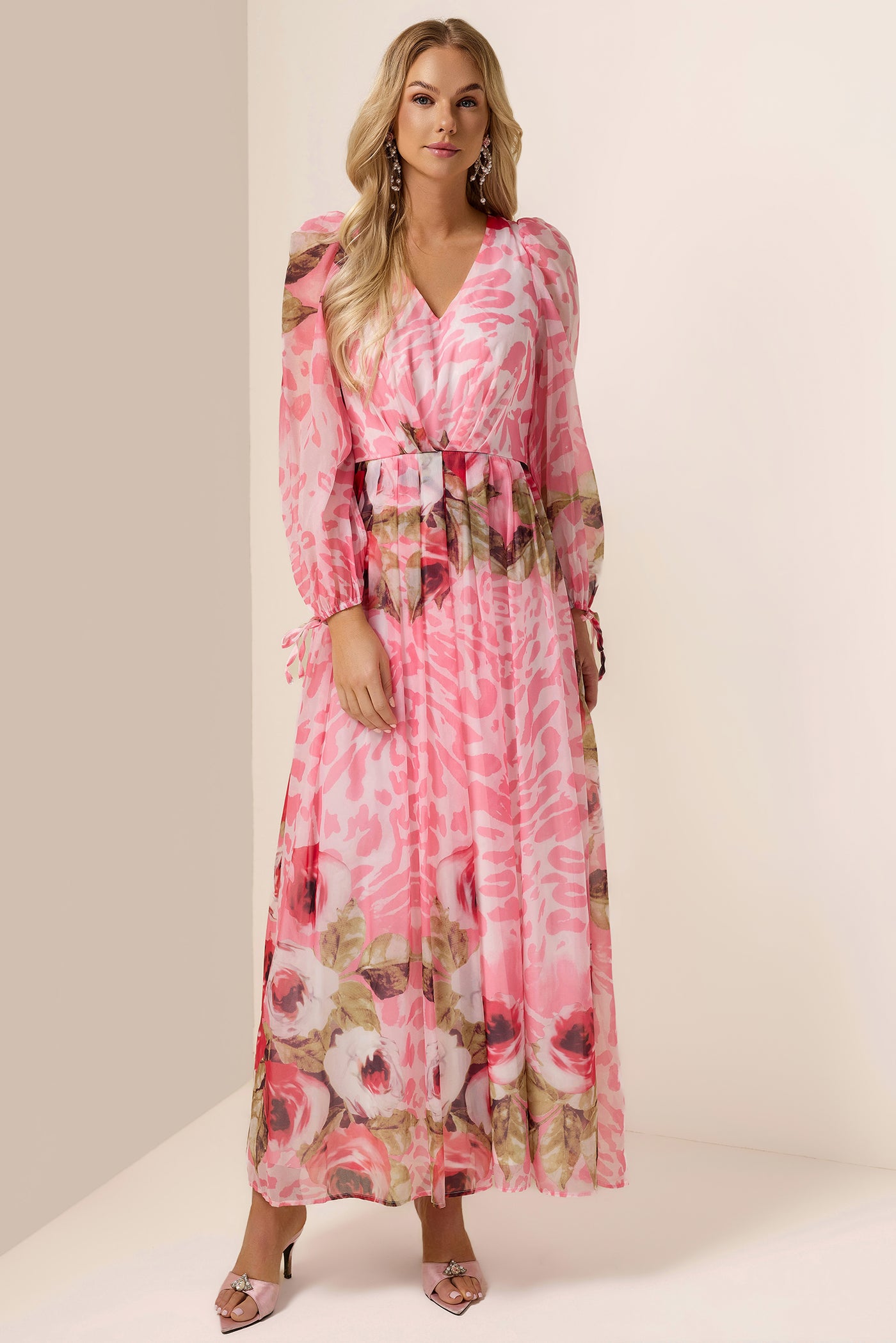 Reyanna™ | Floral V-Neck Long Sleeve Maxi Dress