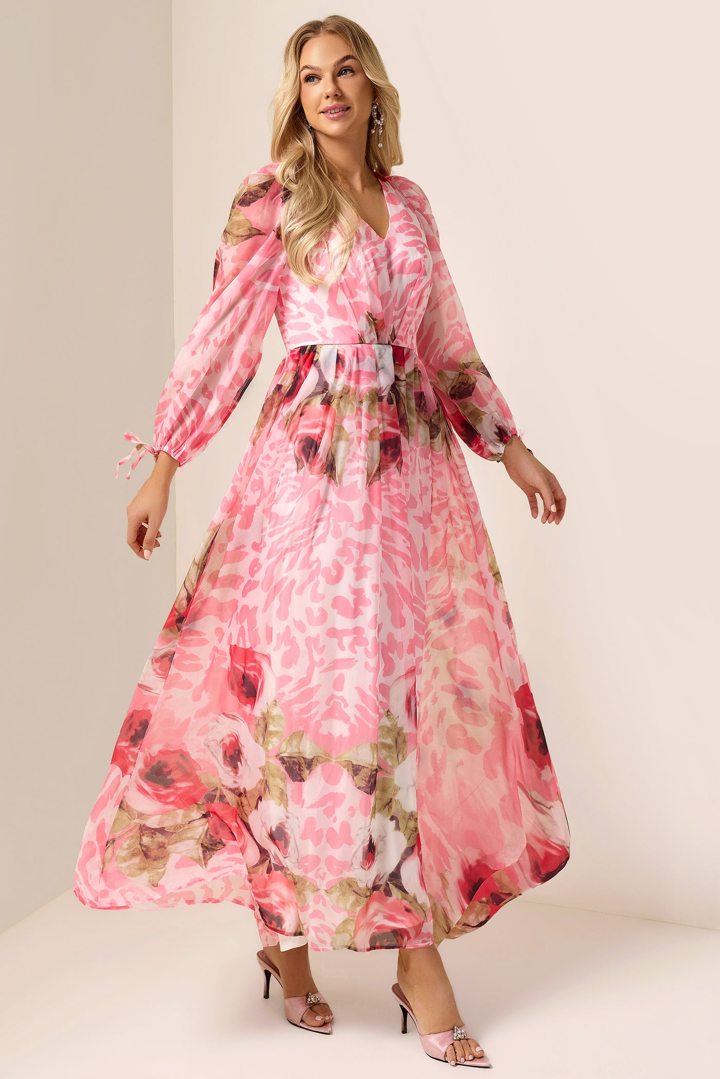 Reyanna™ | Floral V-Neck Long Sleeve Maxi Dress