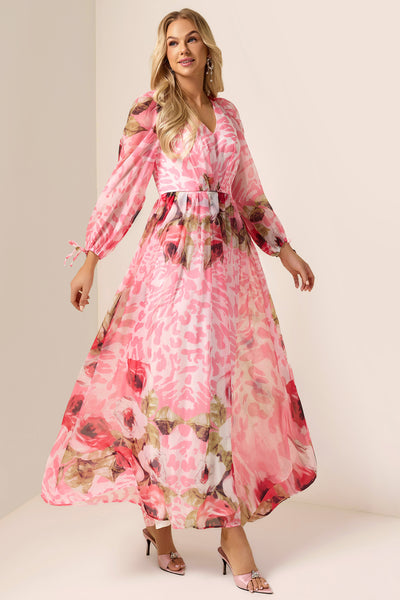 Reyanna™ | Floral V-Neck Long Sleeve Maxi Dress