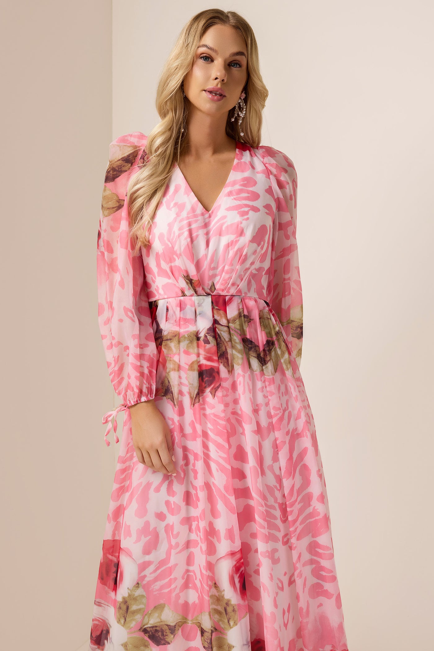 Reyanna™ | Floral V-Neck Long Sleeve Maxi Dress