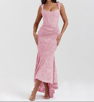 Reyanna™ | Light Pink bell floral maxi dress