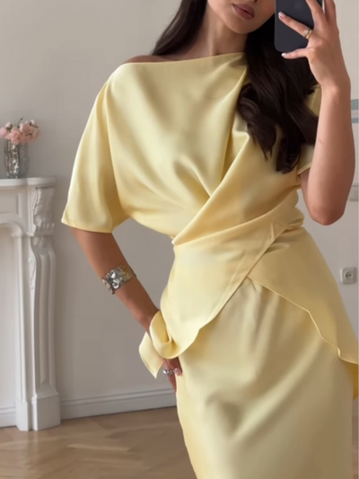 Reyanna™ | Off-shoulder tie top and skirt set