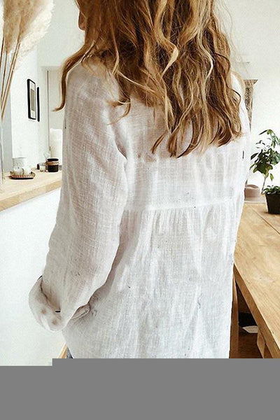 Reyanna™ | Casual Solid Button Shirt Collar Blouse