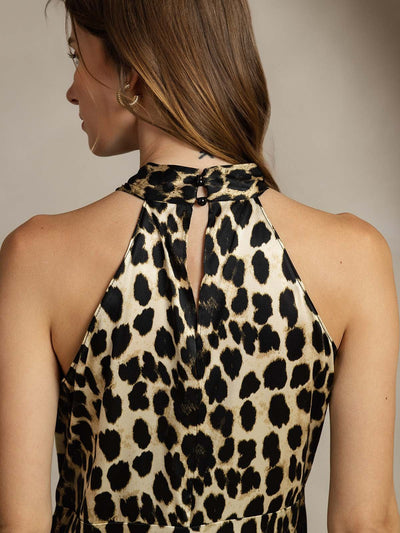 Reyanna™ | Silk Ärmlös Halterneck Twist Topp Med Knäppning Bak
