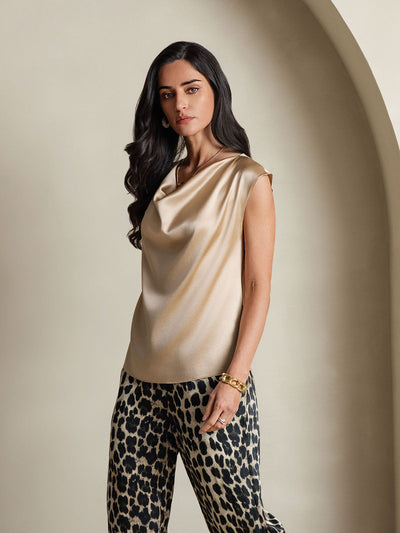 Reyanna™ | Silke Kappärmad Krage Tanktop/Blus