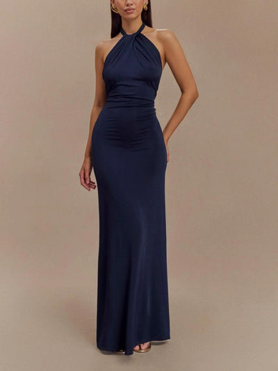 Reyanna™ | Slinky Halter Maxi Dress - Brown
